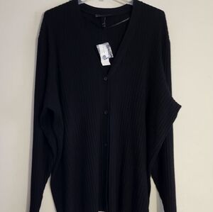 Lane Bryant V-neck Button Down Ribbed Cardigan Color: Black Size: 26/28.